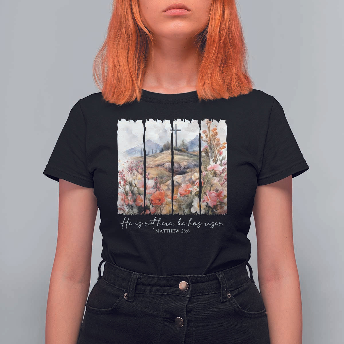 He Is Not Here He Has Risen T Shirt For Women Christian Easter Religious Bible Verse