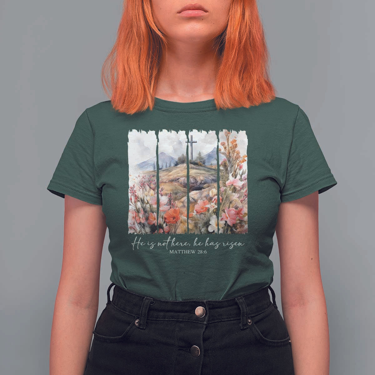 He Is Not Here He Has Risen T Shirt For Women Christian Easter Religious Bible Verse