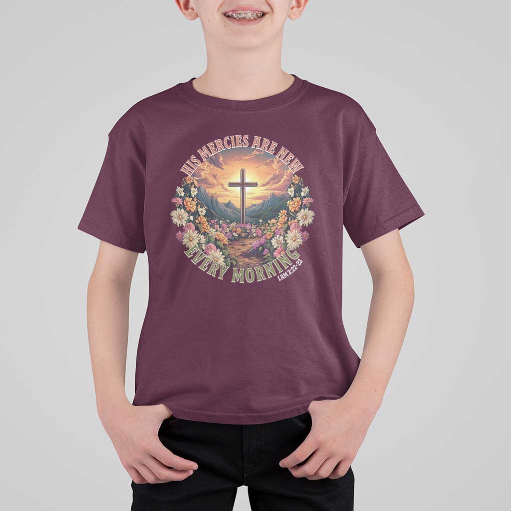 His Mercies Are New Every Morning T Shirt For Kid Good Friday Religious Christian Bible Verse