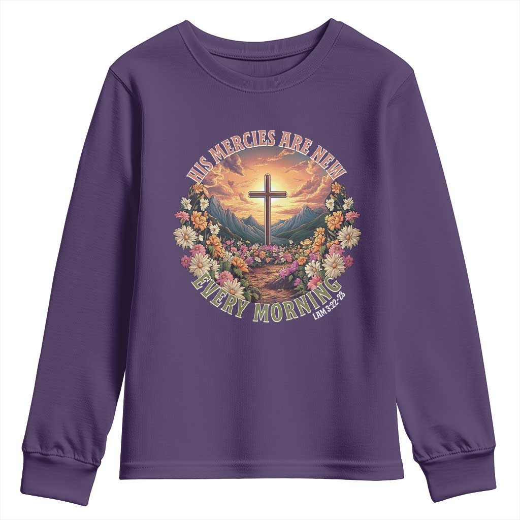 His Mercies Are New Every Morning Youth Sweatshirt Good Friday Religious Christian Bible Verse