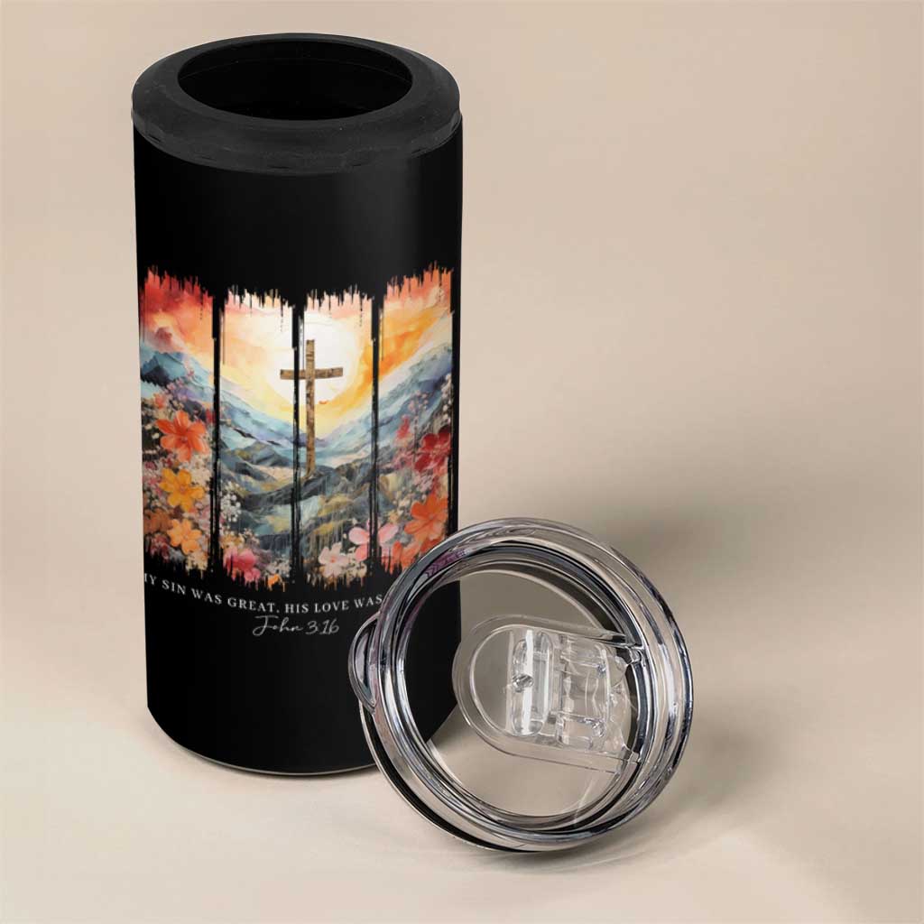 My Sin Was Great His Love Was Greater 4 in 1 Can Cooler Tumbler Christian Easter Religious Bible Verse
