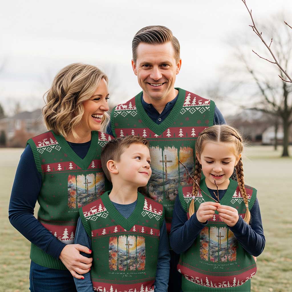 My Sin Was Great His Love Was Greater V-Neck Knit Sweater Vest Christian Easter Religious Bible Verse - Wonder Print Shop