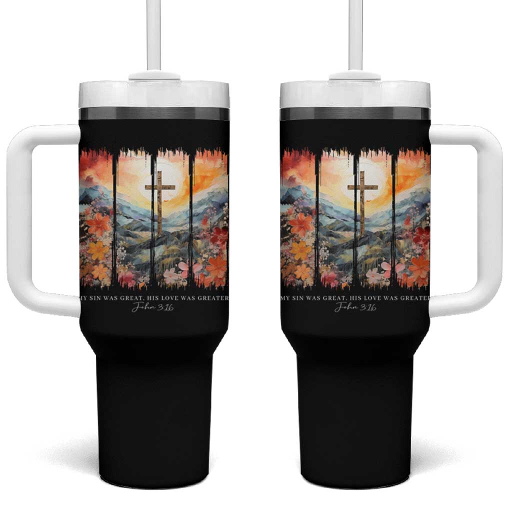 My Sin Was Great His Love Was Greater Tumbler With Handle Christian Easter Religious Bible Verse