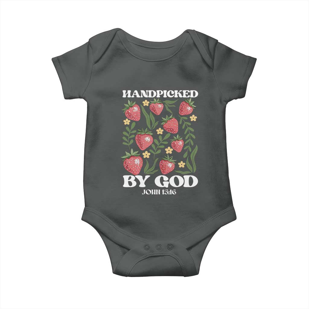 Handpicked By God Baby Onesie Religious Christian Bible Verse Strawberries