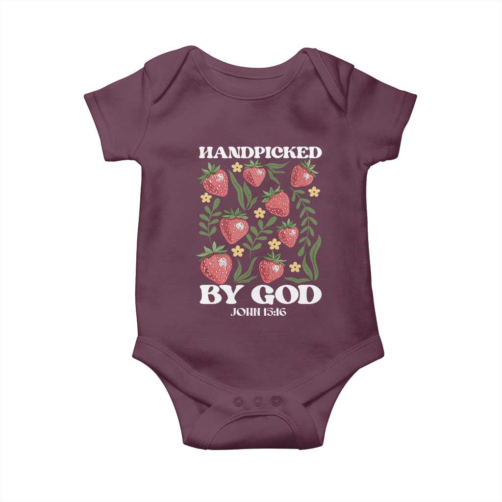 Handpicked By God Baby Onesie Religious Christian Bible Verse Strawberries