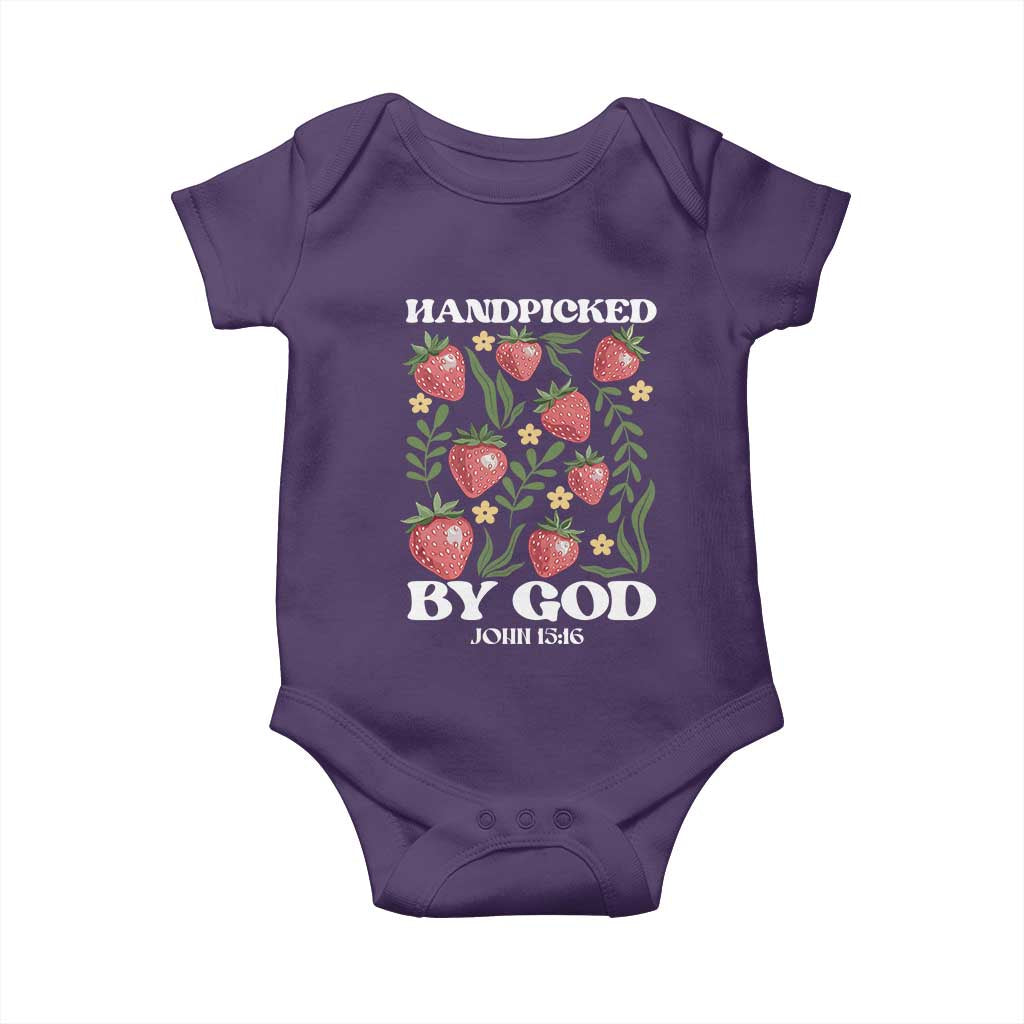 Handpicked By God Baby Onesie Religious Christian Bible Verse Strawberries