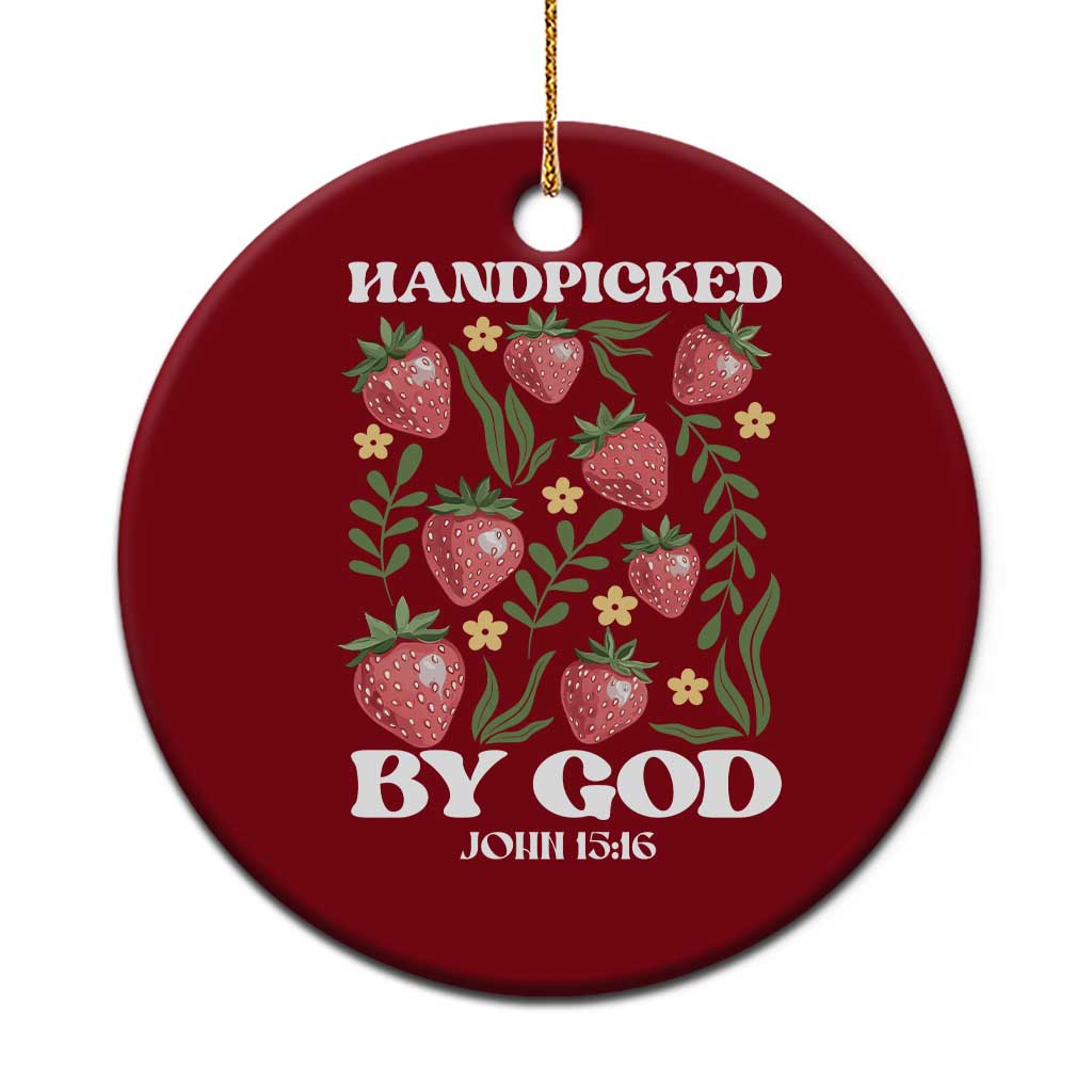 Handpicked By God Ceramic Ornament Religious Christian Bible Verse Strawberries - Wonder Print Shop