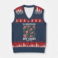 Handpicked By God V-Neck Knit Sweater Vest Religious Christian Bible Verse Strawberries - Wonder Print Shop