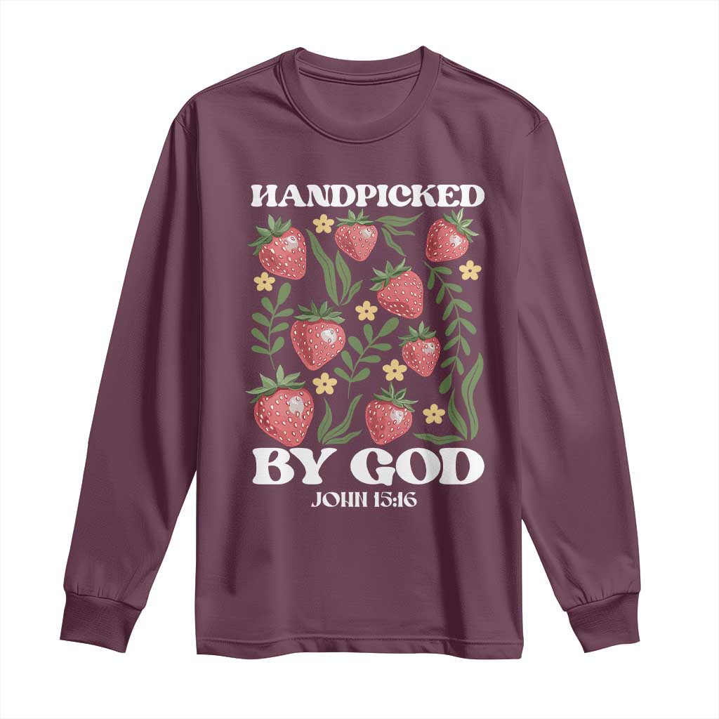 Handpicked By God Long Sleeve Shirt Religious Christian Bible Verse Strawberries