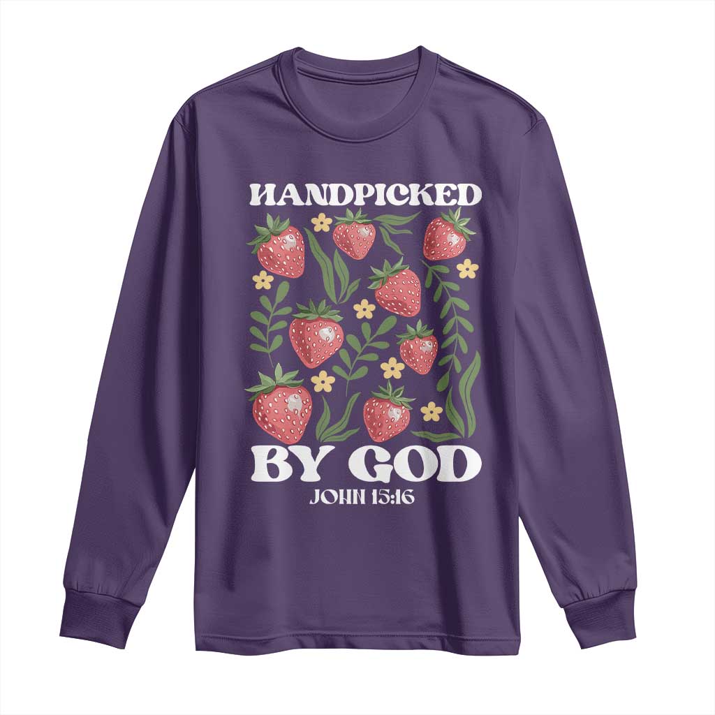 Handpicked By God Long Sleeve Shirt Religious Christian Bible Verse Strawberries