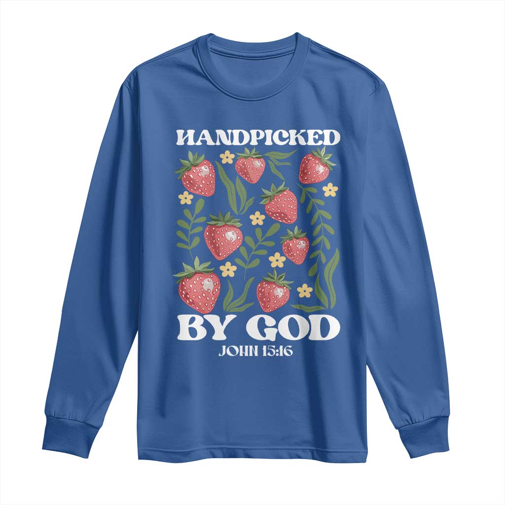 Handpicked By God Long Sleeve Shirt Religious Christian Bible Verse Strawberries