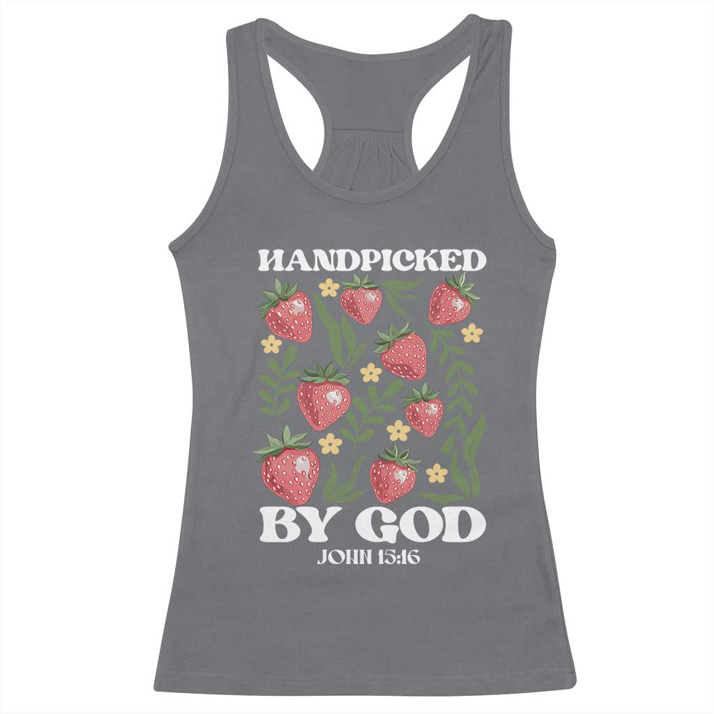 Handpicked By God Racerback Tank Top Religious Christian Bible Verse Strawberries
