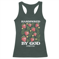 Handpicked By God Racerback Tank Top Religious Christian Bible Verse Strawberries