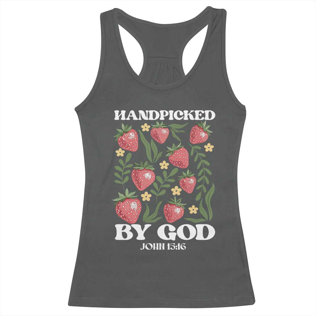 Handpicked By God Racerback Tank Top Religious Christian Bible Verse Strawberries