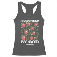 Handpicked By God Racerback Tank Top Religious Christian Bible Verse Strawberries