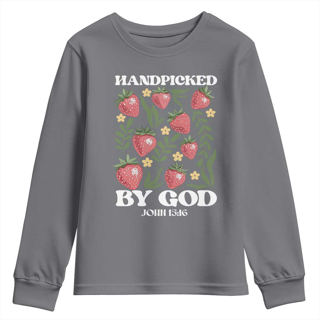 Handpicked By God Youth Sweatshirt Religious Christian Bible Verse Strawberries