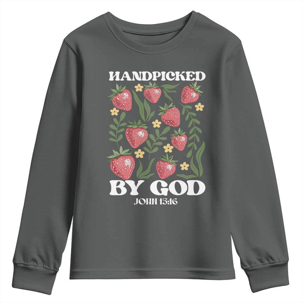 Handpicked By God Youth Sweatshirt Religious Christian Bible Verse Strawberries