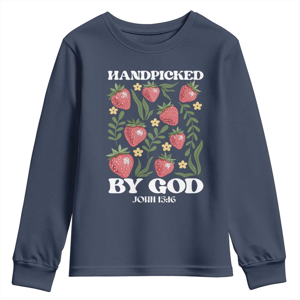 Handpicked By God Youth Sweatshirt Religious Christian Bible Verse Strawberries