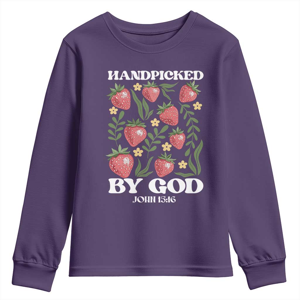 Handpicked By God Youth Sweatshirt Religious Christian Bible Verse Strawberries