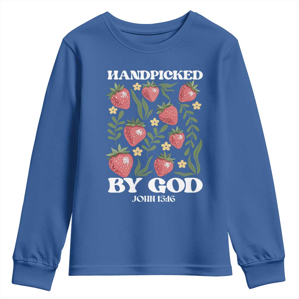 Handpicked By God Youth Sweatshirt Religious Christian Bible Verse Strawberries