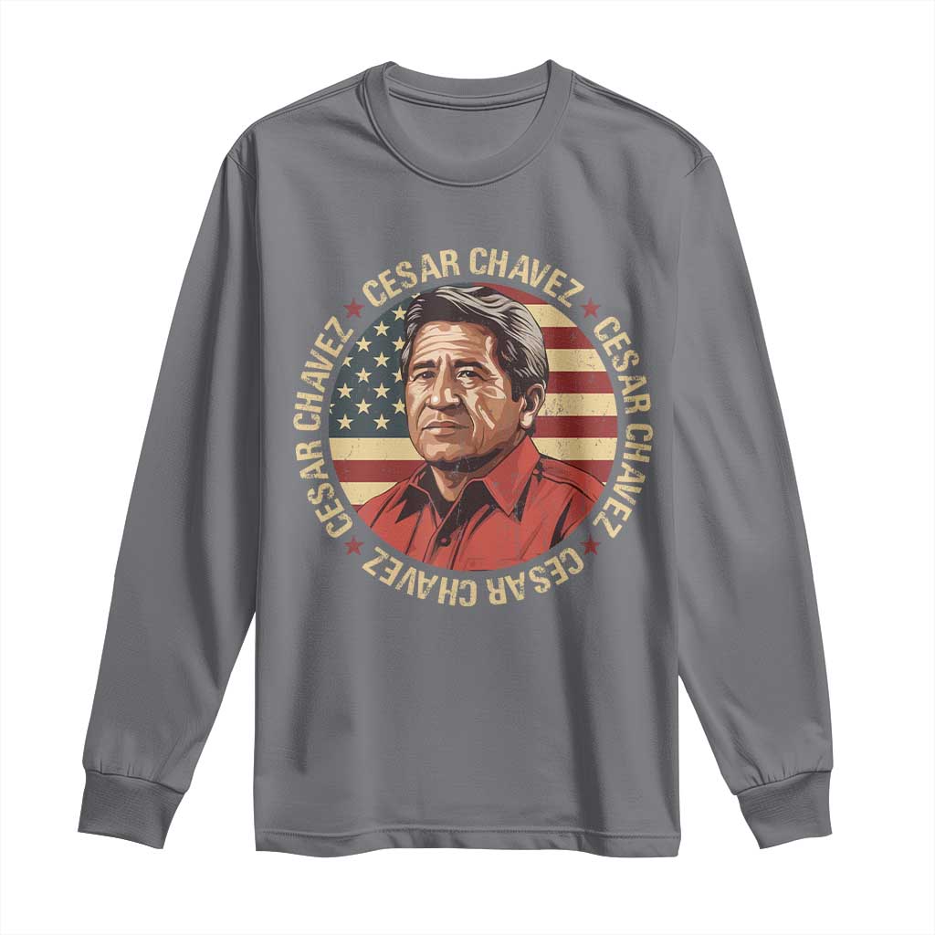 Cesar Chavez Long Sleeve Shirt March Holiday Hispanic Heritage American Map