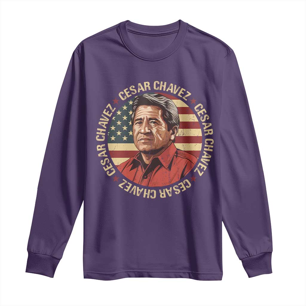 Cesar Chavez Long Sleeve Shirt March Holiday Hispanic Heritage American Map