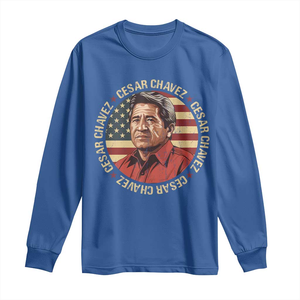 Cesar Chavez Long Sleeve Shirt March Holiday Hispanic Heritage American Map