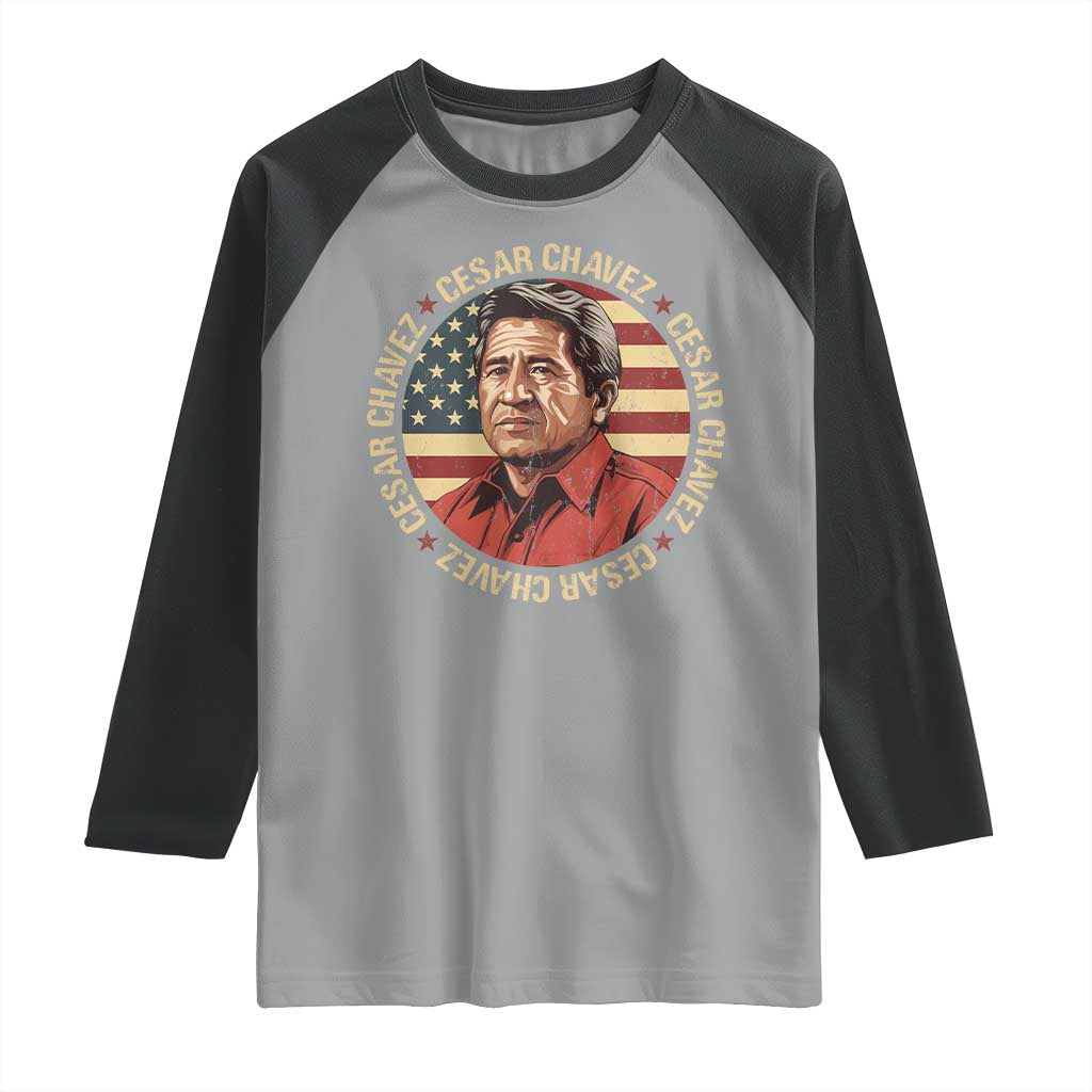 Cesar Chavez Raglan Shirt March Holiday Hispanic Heritage American Map