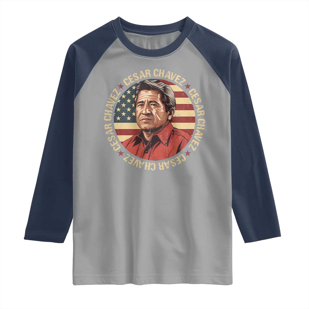 Cesar Chavez Raglan Shirt March Holiday Hispanic Heritage American Map