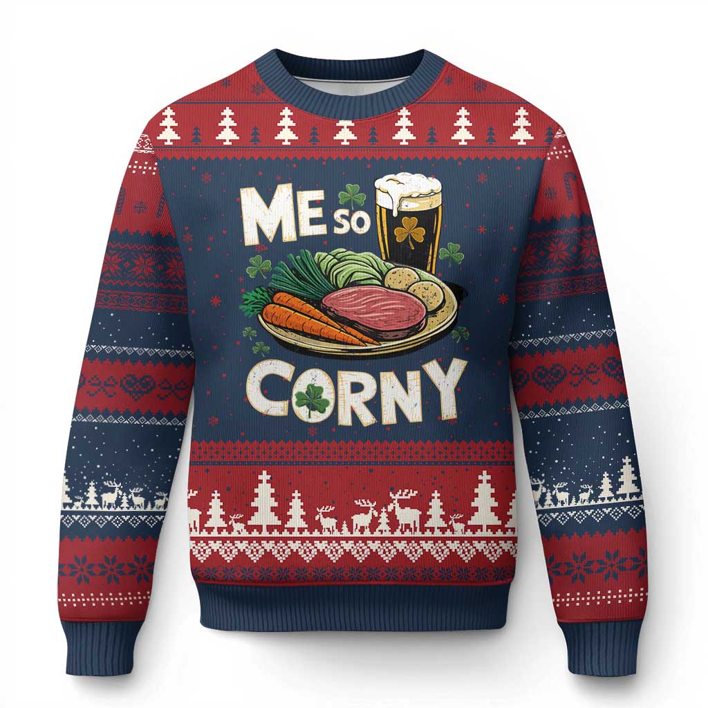 Funny St Patricks Day Me So Corny Ugly Christmas Sweater Stout Irish Corned Beef