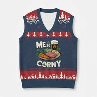 Funny St Patricks Day Me So Corny V-Neck Knit Sweater Vest Stout Irish Corned Beef