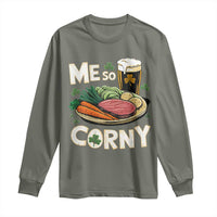Funny St Patricks Day Me So Corny Long Sleeve Shirt Stout Irish Corned Beef