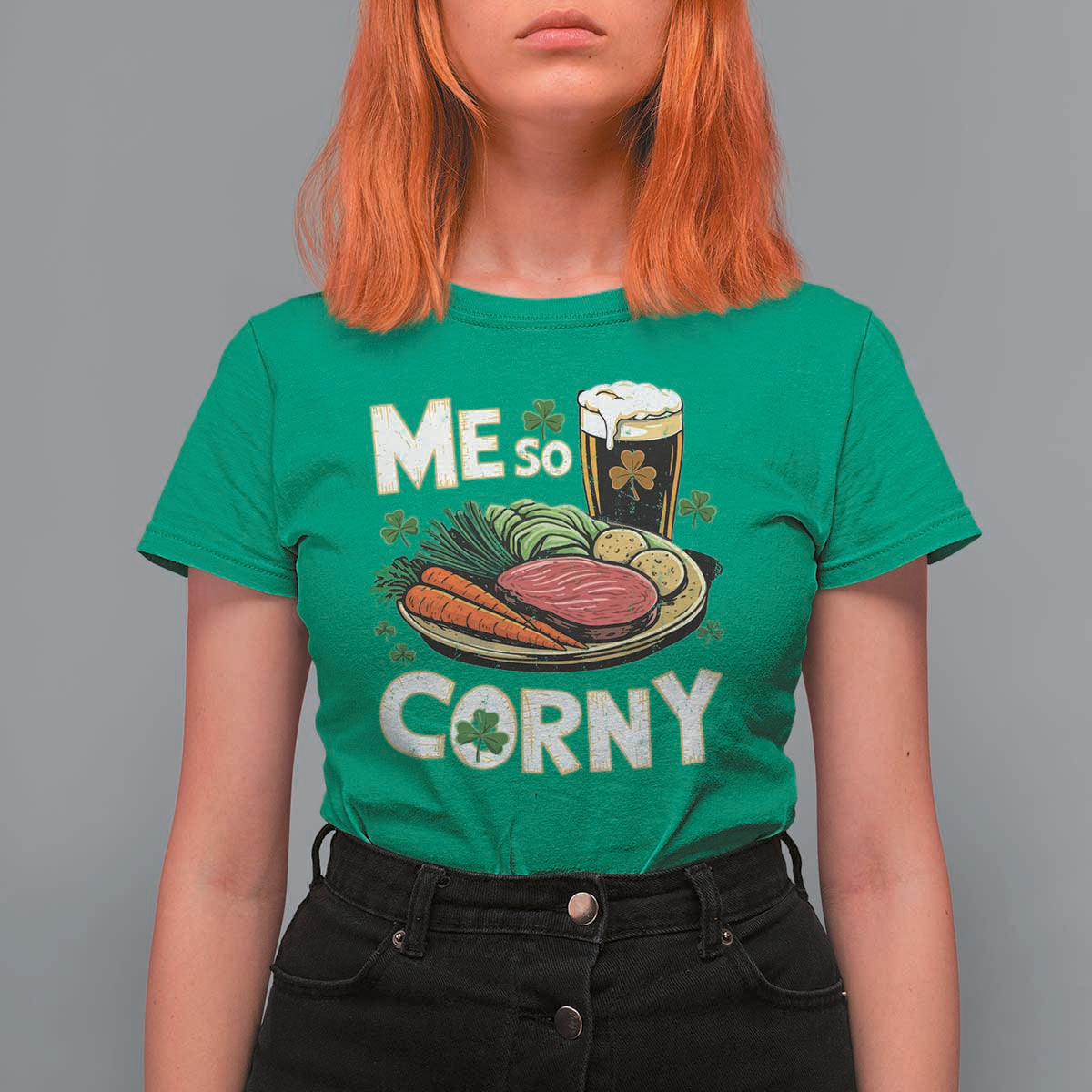 Funny St Patricks Day Me So Corny T Shirt For Women Stout Irish Corned Beef