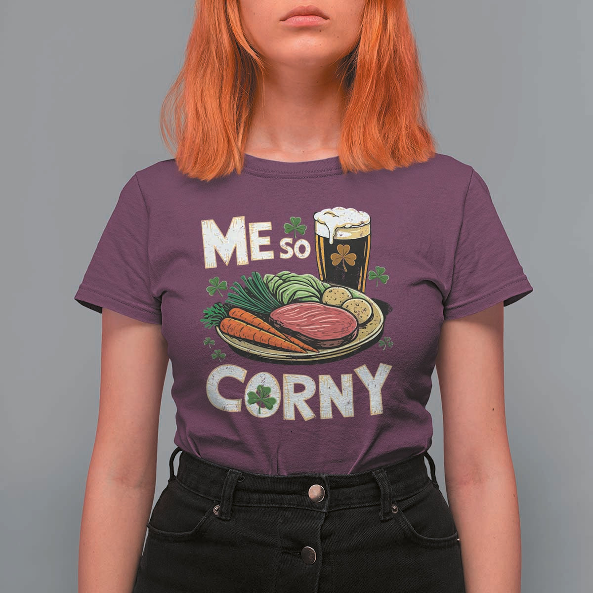 Funny St Patricks Day Me So Corny T Shirt For Women Stout Irish Corned Beef