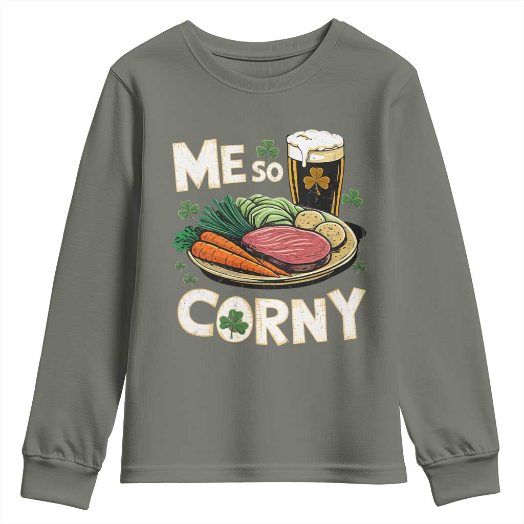 Funny St Patricks Day Me So Corny Youth Sweatshirt Stout Irish Corned Beef