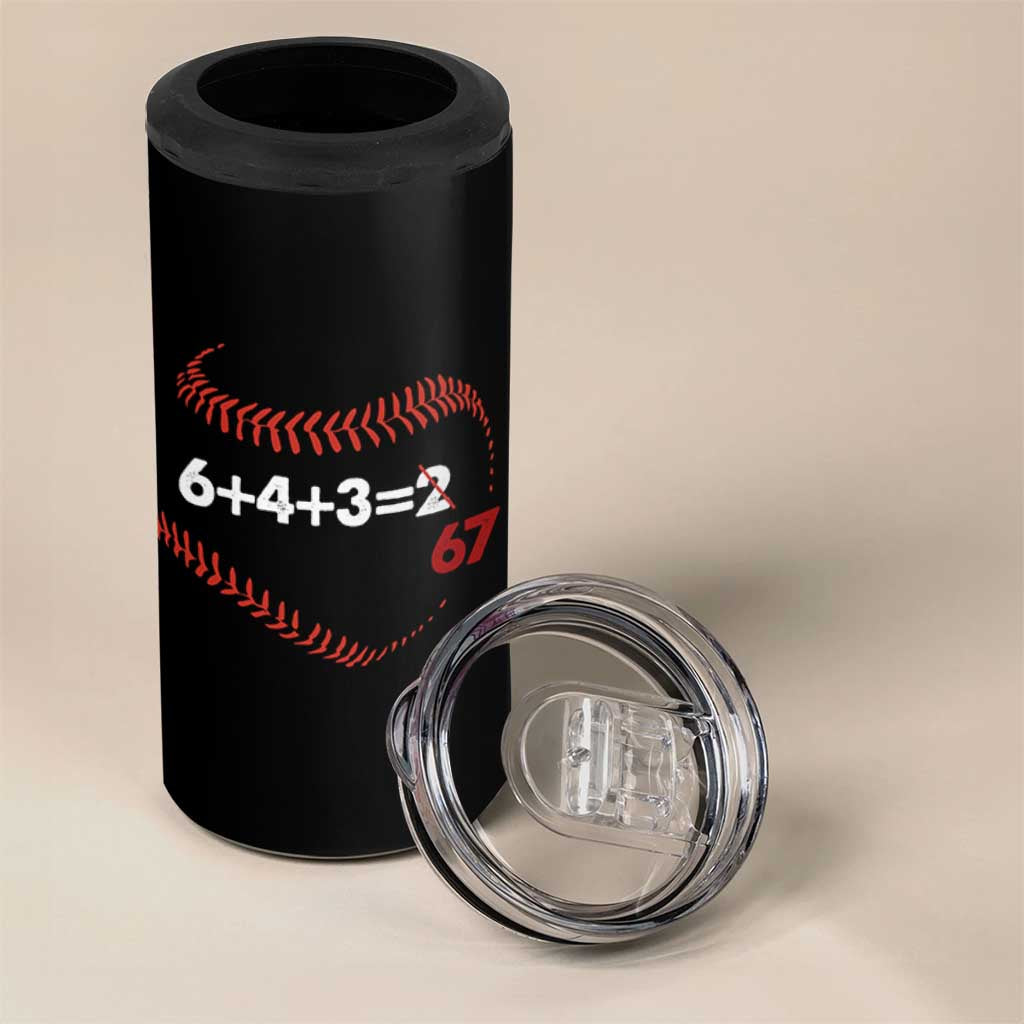 Funny 6432 67 Baseball 4 in 1 Can Cooler Tumbler Double Play Outs Baseball Player