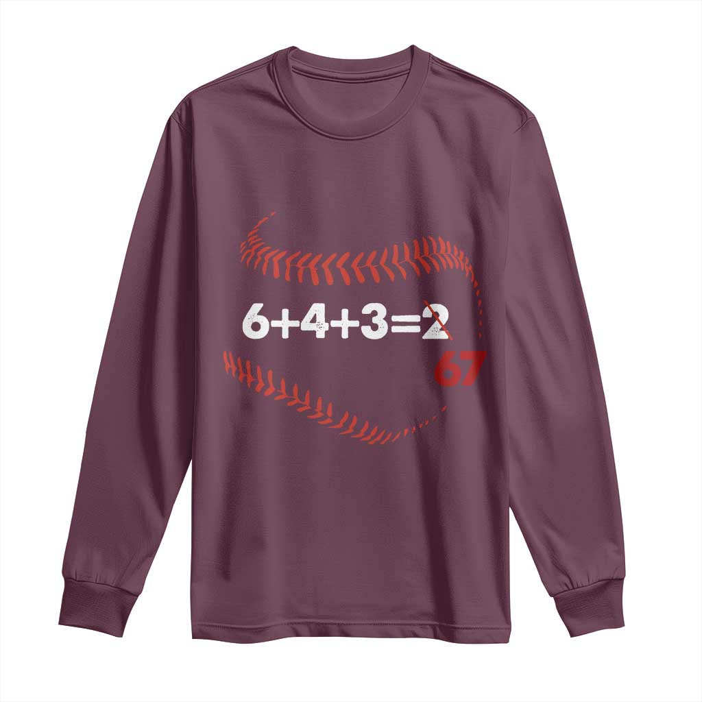 Funny 6432 67 Baseball Long Sleeve Shirt Double Play Outs Baseball Player