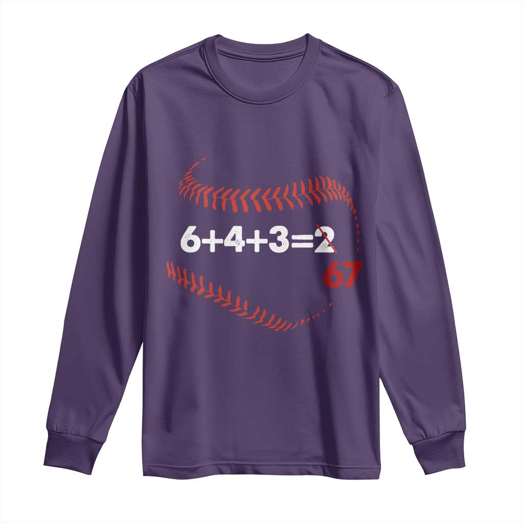 Funny 6432 67 Baseball Long Sleeve Shirt Double Play Outs Baseball Player