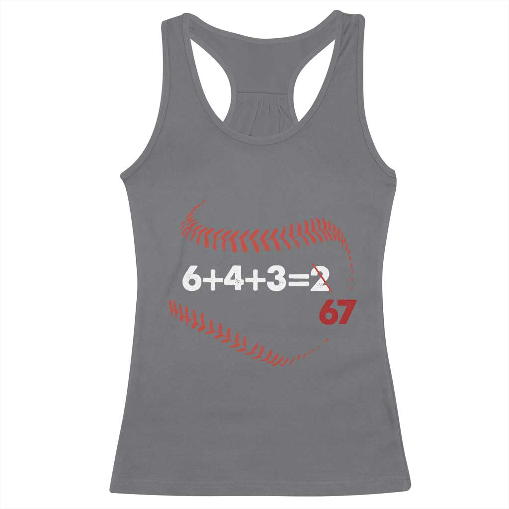 Funny 6432 67 Baseball Racerback Tank Top Double Play Outs Baseball Player