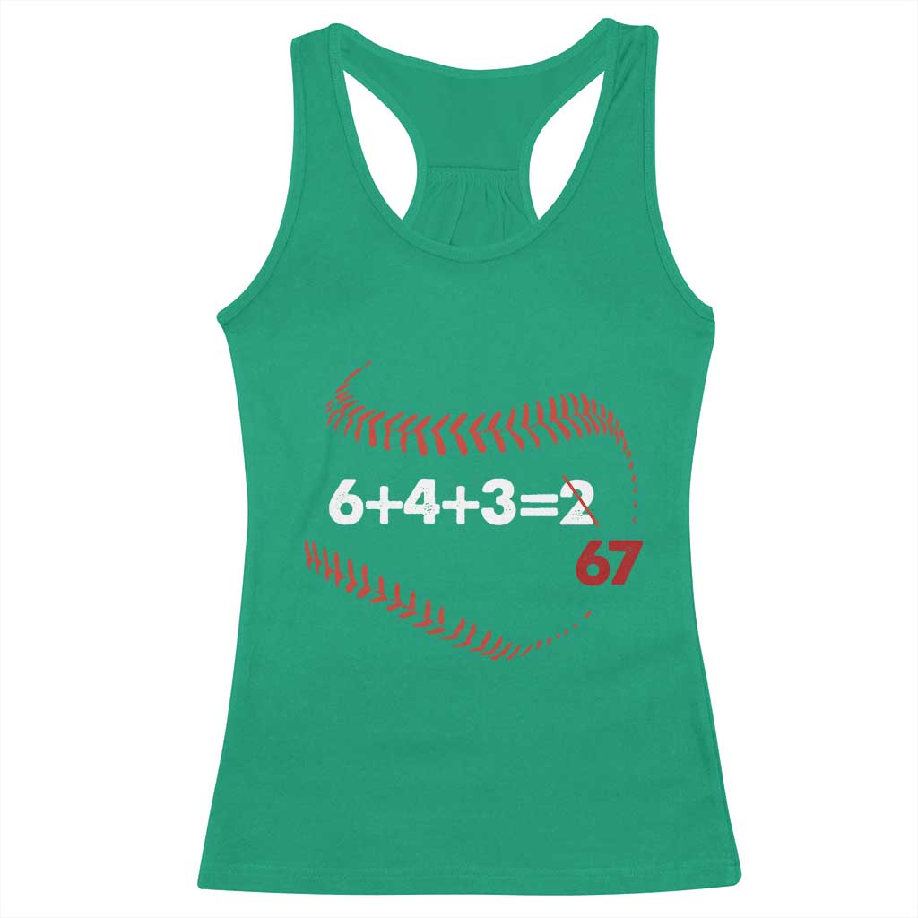 Funny 6432 67 Baseball Racerback Tank Top Double Play Outs Baseball Player