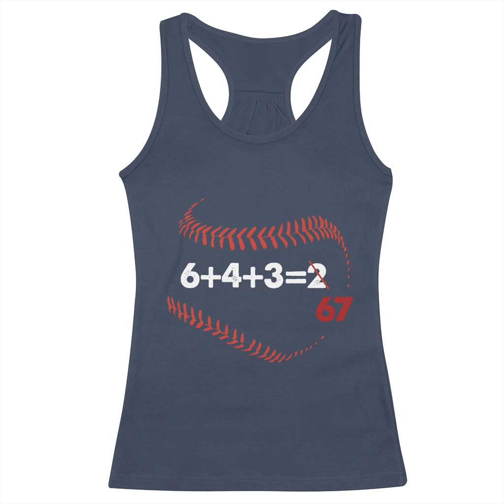 Funny 6432 67 Baseball Racerback Tank Top Double Play Outs Baseball Player