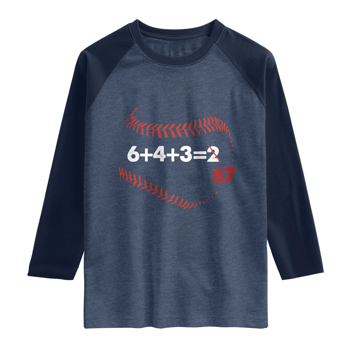 Funny 6432 67 Baseball Raglan Shirt Double Play Outs Baseball Player