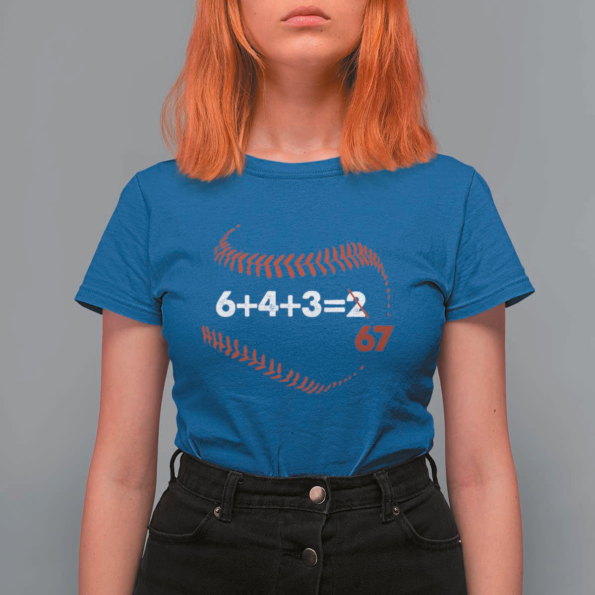 Funny 6432 67 Baseball T Shirt For Women Double Play Outs Baseball Player