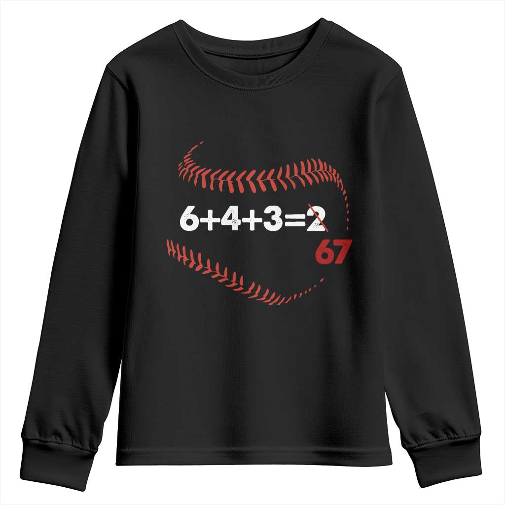 Funny 6432 67 Baseball Youth Sweatshirt Double Play Outs Baseball Player