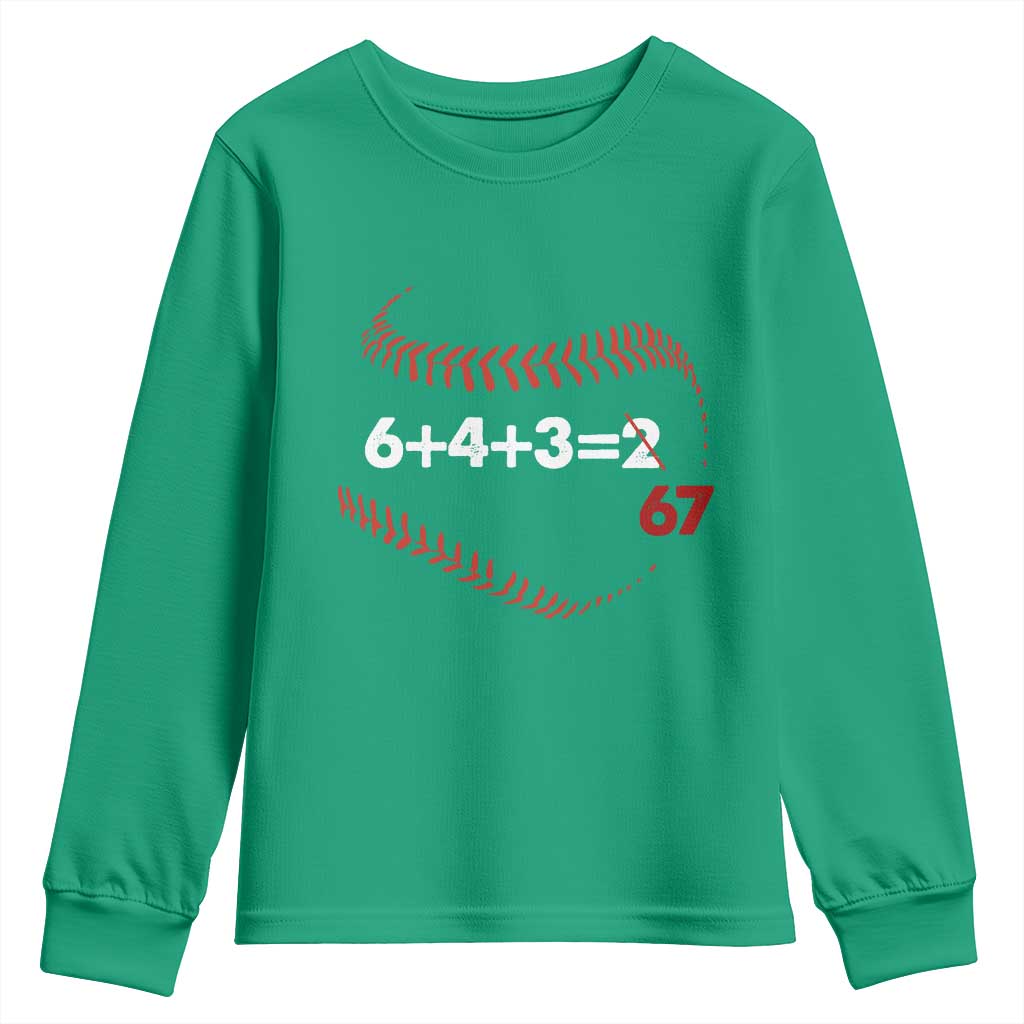 Funny 6432 67 Baseball Youth Sweatshirt Double Play Outs Baseball Player