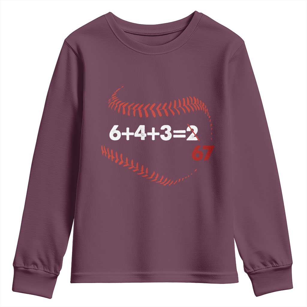 Funny 6432 67 Baseball Youth Sweatshirt Double Play Outs Baseball Player