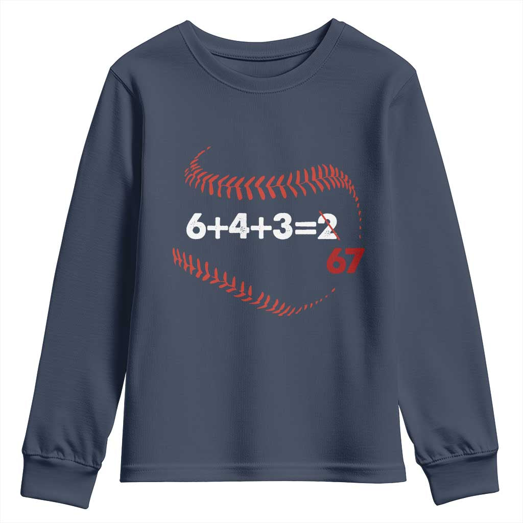 Funny 6432 67 Baseball Youth Sweatshirt Double Play Outs Baseball Player