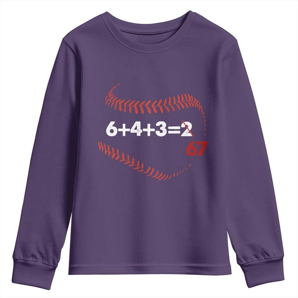 Funny 6432 67 Baseball Youth Sweatshirt Double Play Outs Baseball Player
