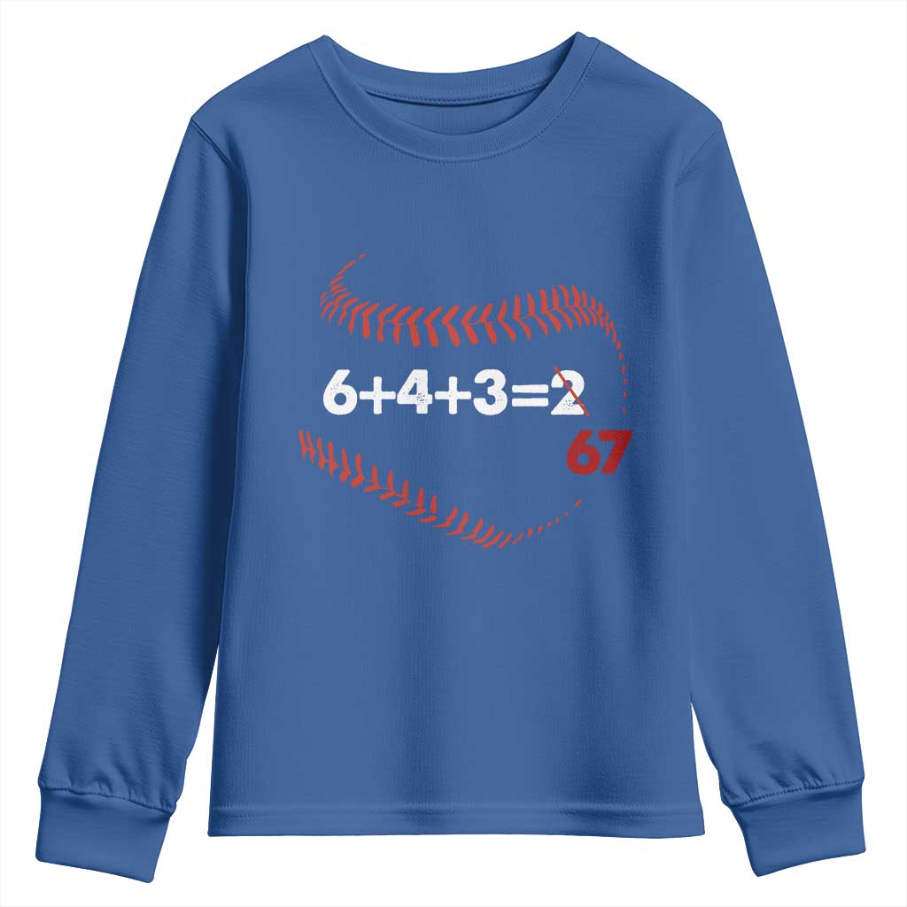 Funny 6432 67 Baseball Youth Sweatshirt Double Play Outs Baseball Player