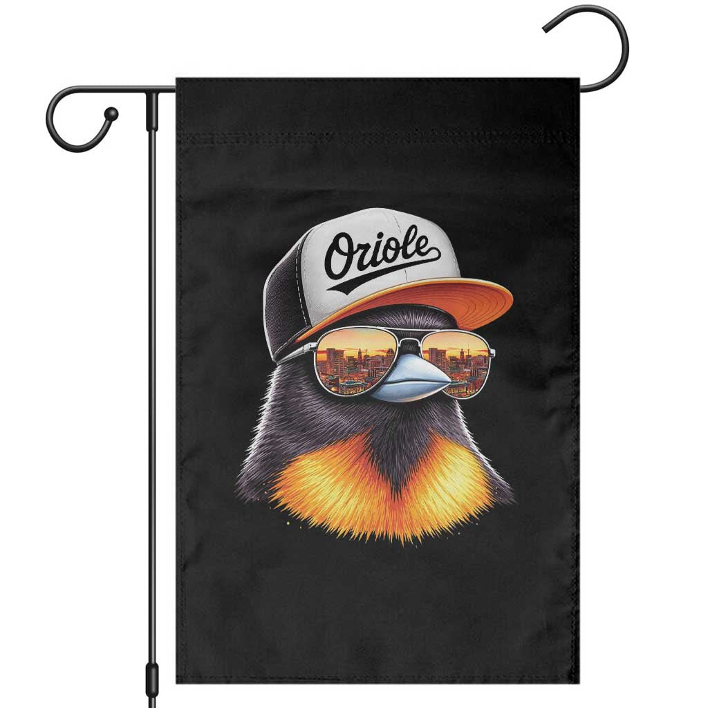 Funny Oriole Bird Wearing Baseball Cap Graphic Vintage Sport Garden Flag